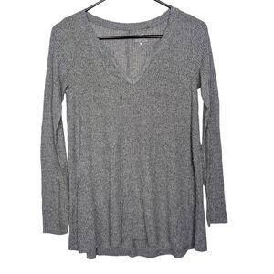 Hollister Women's Casual Gray V Neck Long Sleeve Knit Top Size Small